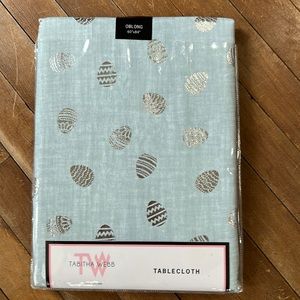 Tablecloth Easter Eggs Metallic Silver oblong 60” x 84” Tabitha Webb